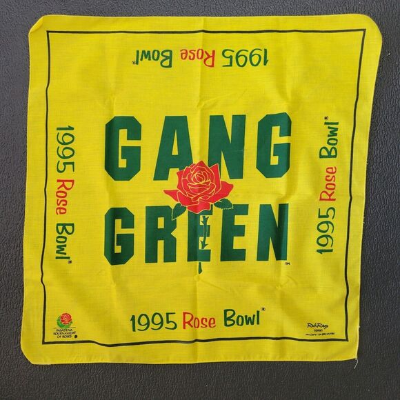 VTG 95 University of Oregon Ducks Rose Bowl Gang Green Bandana Hanky Scarf 20x21 - Picture 1 of 5